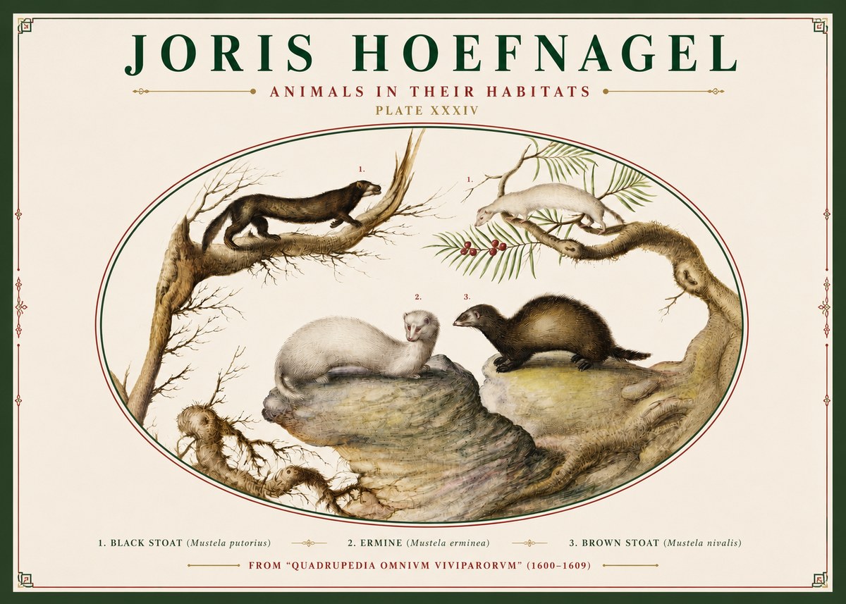 Joris Hoefnagel Animals in Their Habitats Plate Xxxiv No3 - Plakát