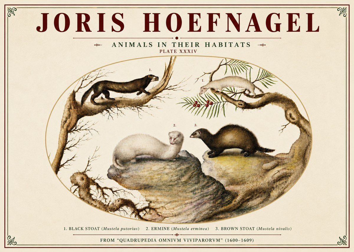 Joris Hoefnagel Animals in Their Habitats Plate Xxxiv No4 - Plakát