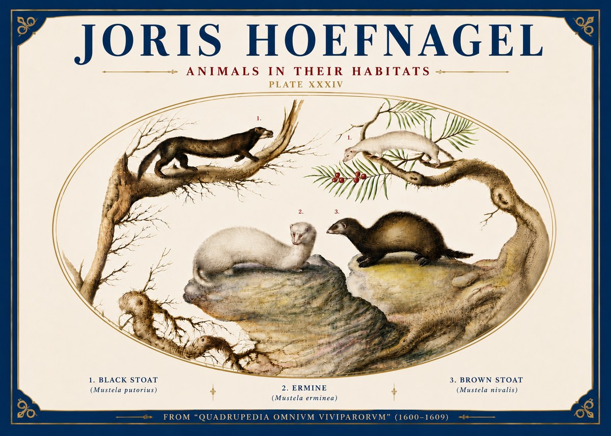 Joris Hoefnagel Animals in Their Habitats Plate Xxxiv No6 - Plakát