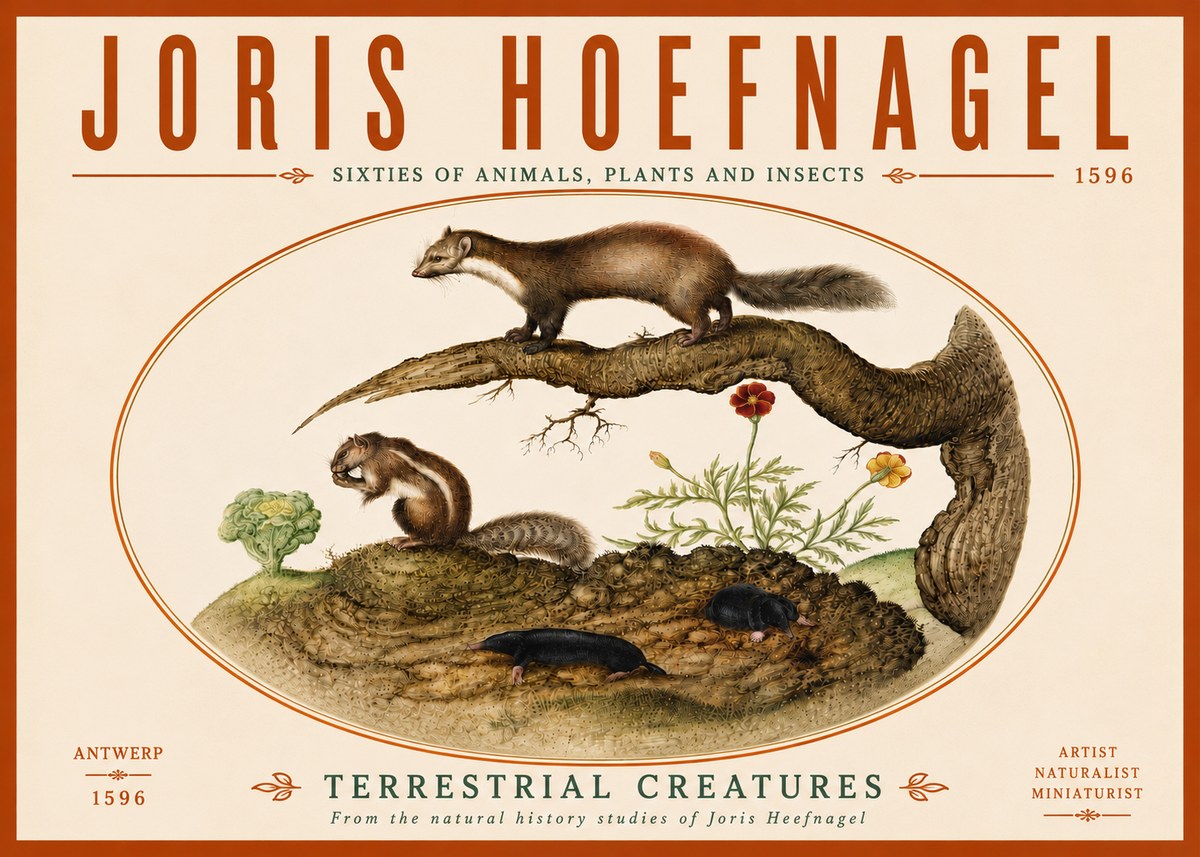 Joris Hoefnagel Terrestrial Creatures No6 - Plakát