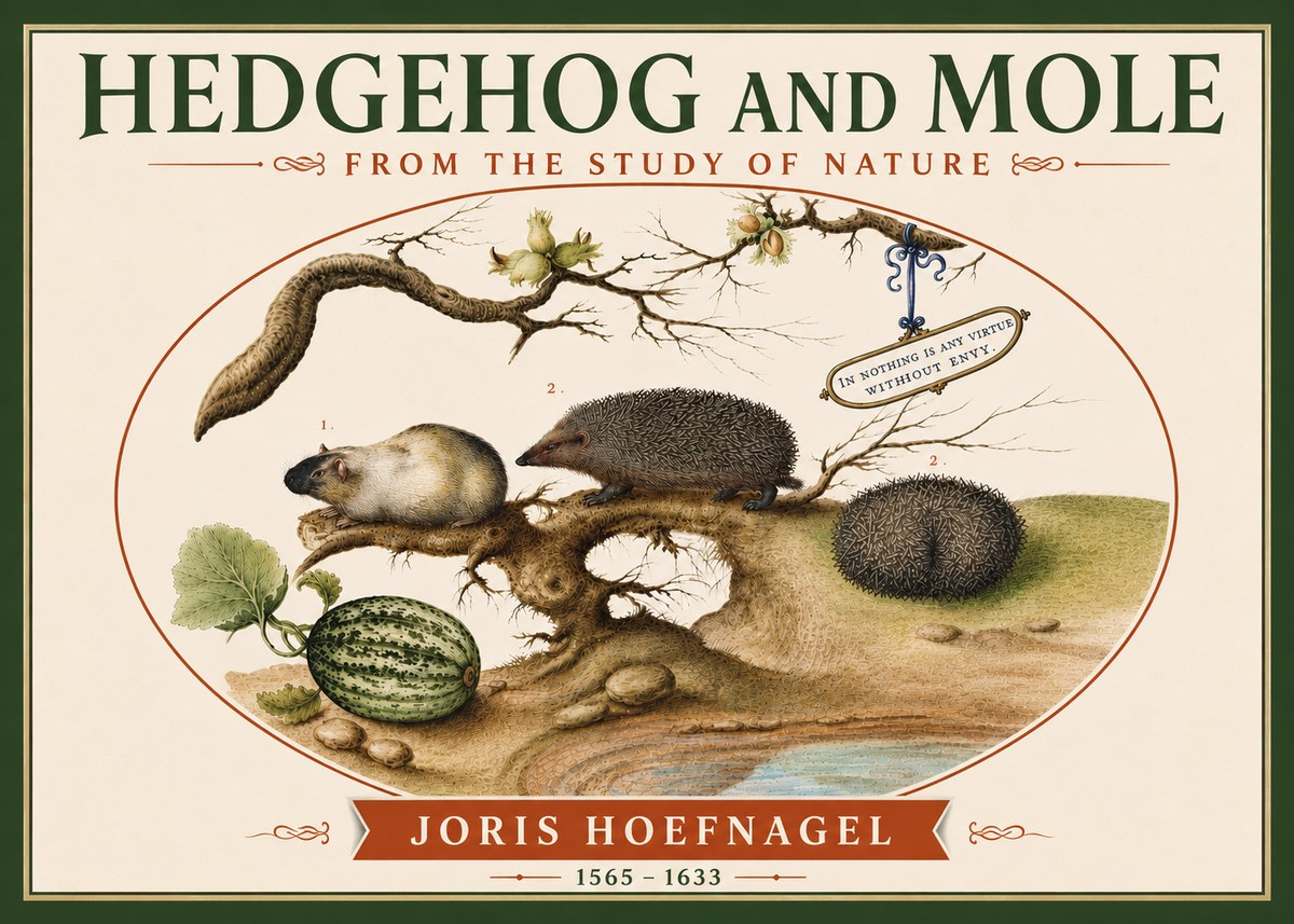 Joris Hoefnagel Hedgehog and Mole No6 - Plakát
