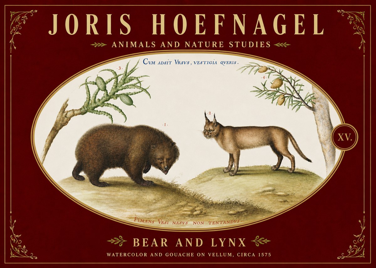 Joris Hoefnagel Bear and Lynx No5 - Plakát