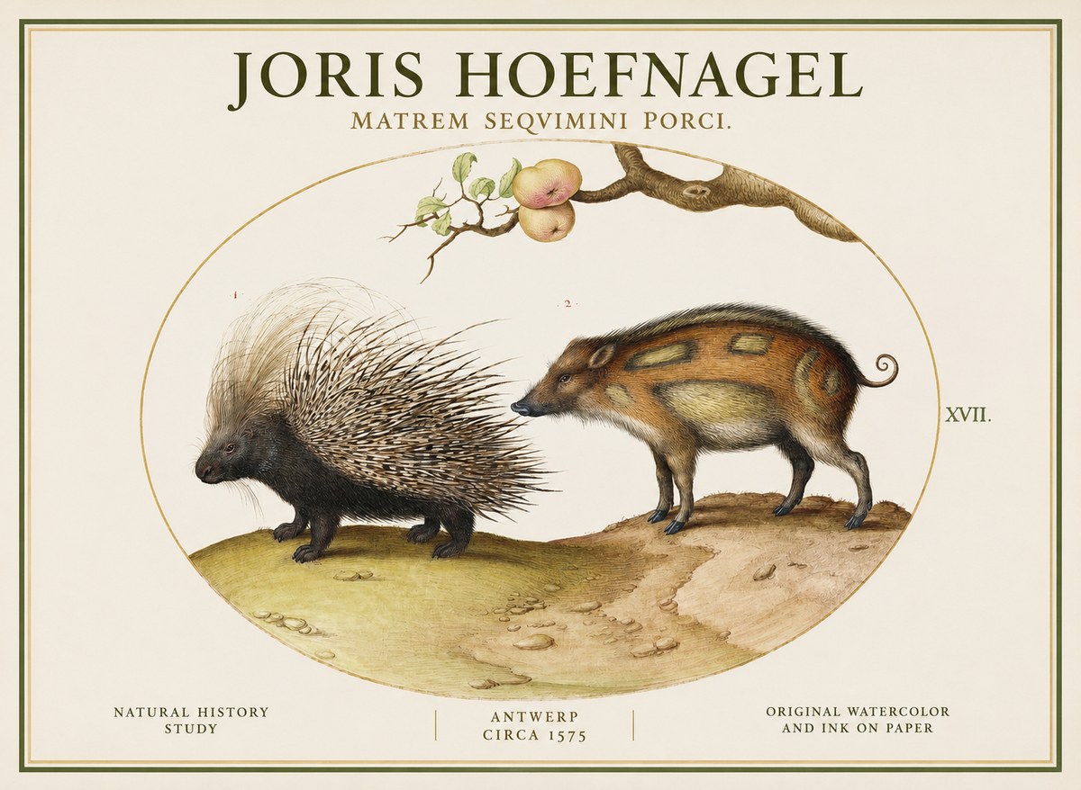 Joris Hoefnagel Matrem Seqvimini Porci. No1 - Plakát