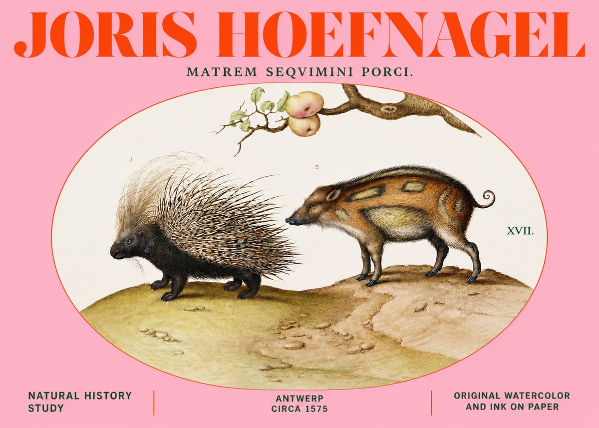Joris Hoefnagel Matrem Seqvimini Porci. No4 - Plakát
