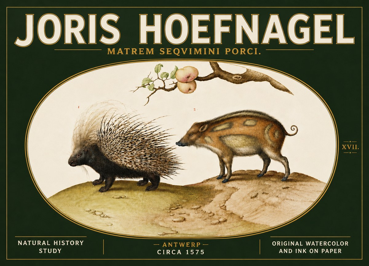 Joris Hoefnagel Matrem Seqvimini Porci. No5 - Plakát