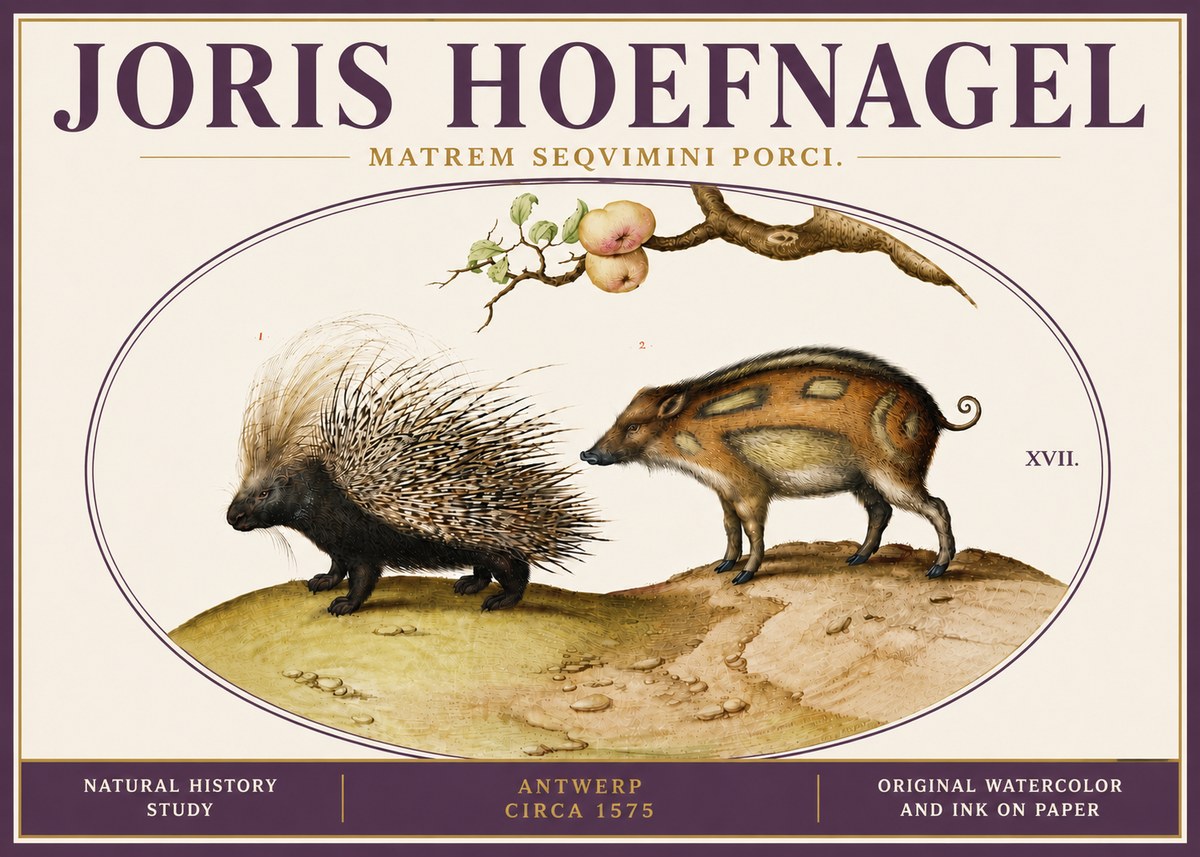 Joris Hoefnagel Matrem Seqvimini Porci. No6 - Plakát