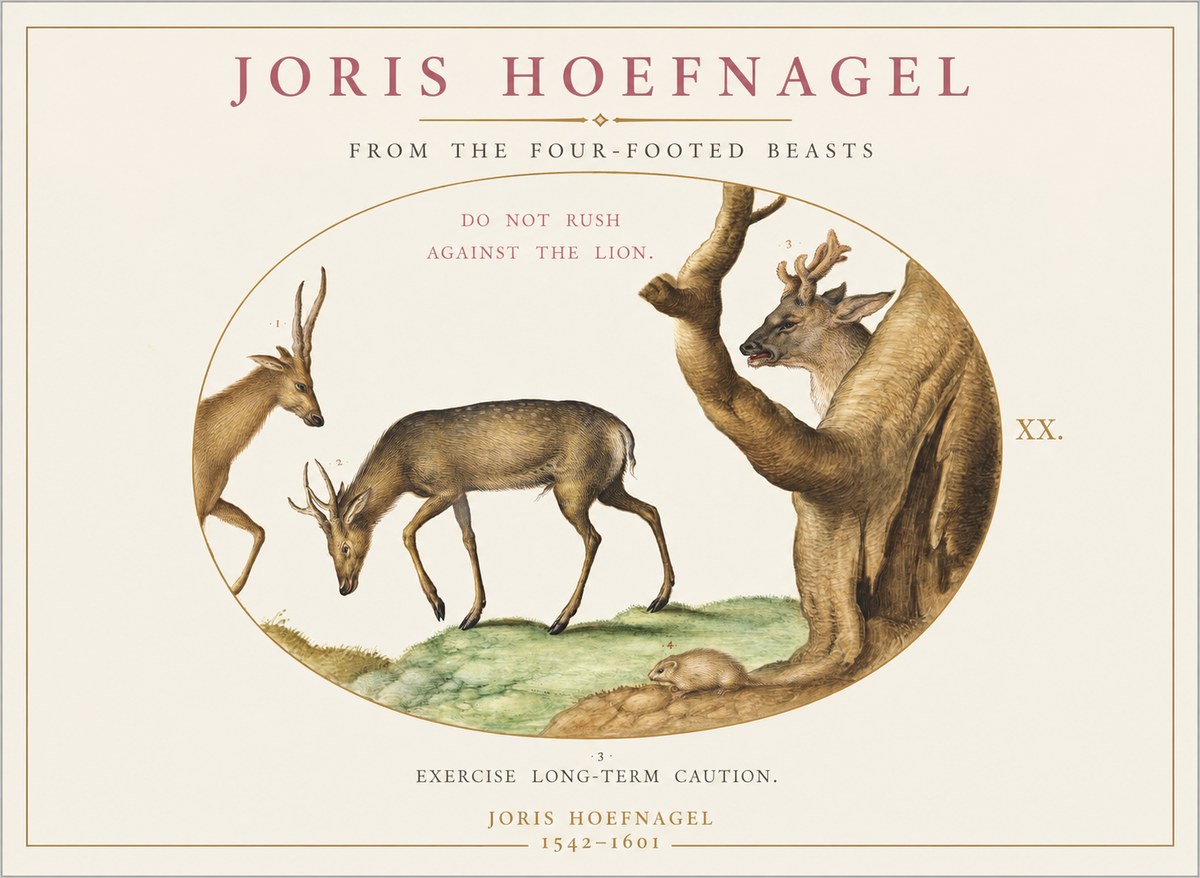 Joris Hoefnagel Do Not Rush Against the Lion. No1 - Plakát