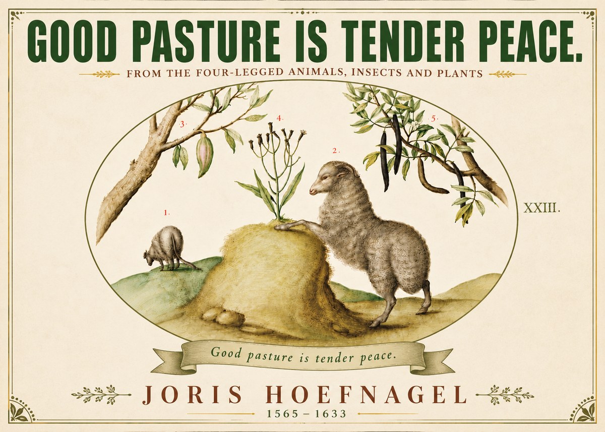 Joris Hoefnagel Good Pasture Is Tender Peace. No6 - Plakát