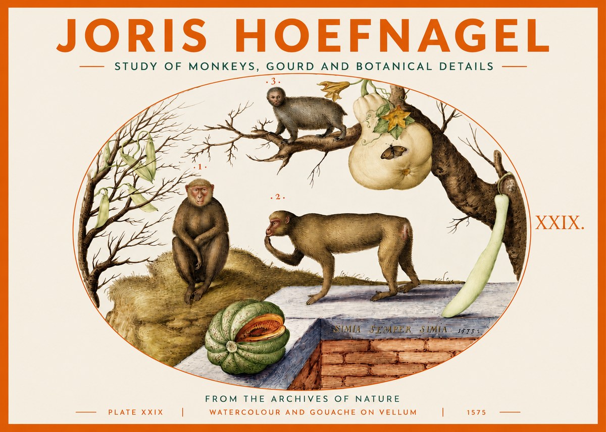 Joris Hoefnagel But Always a Monkey, Always a Monkey. Plate Xxix No4 - Plakát