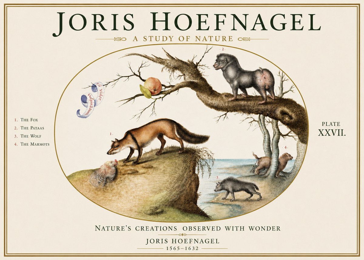 Joris Hoefnagel A Study of Nature - Plate Xxvii No3 - Plakát