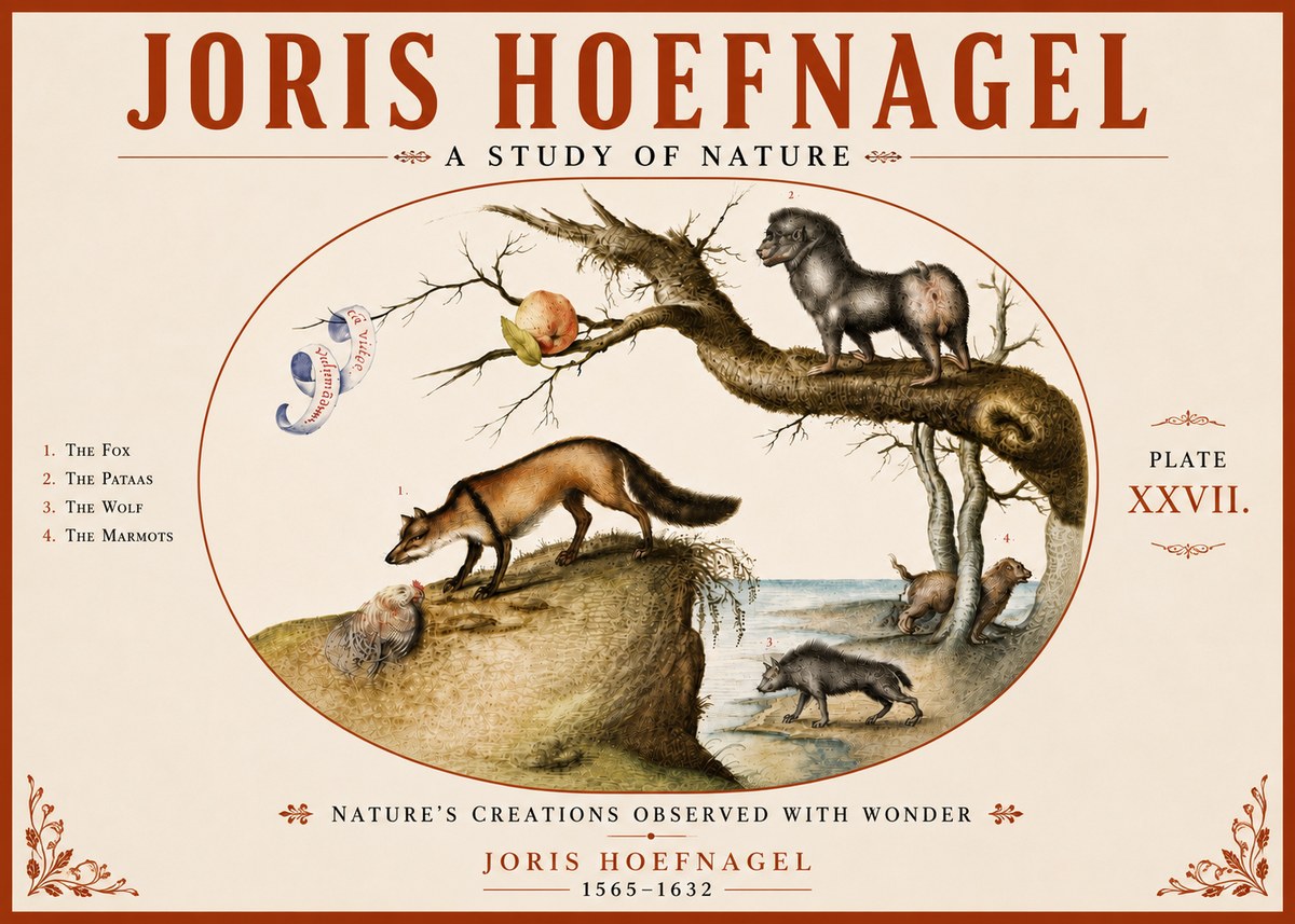 Joris Hoefnagel A Study of Nature - Plate Xxvii No6 - Plakát