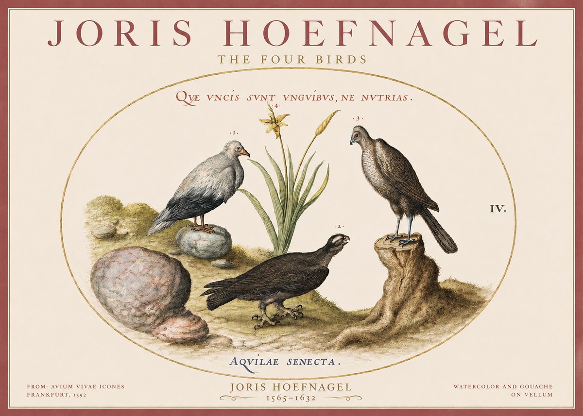 Joris Hoefnagel The Four Birds No3 - Plakát