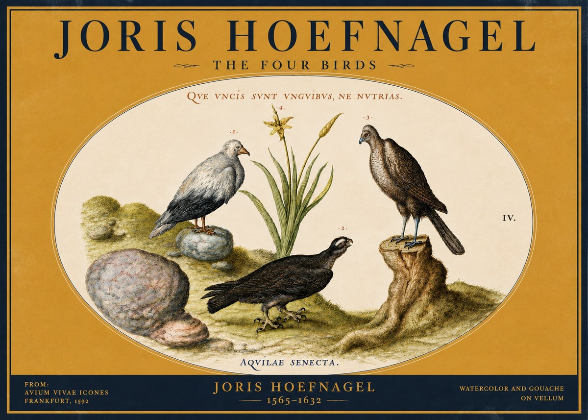 Joris Hoefnagel The Four Birds No4 - Plakát