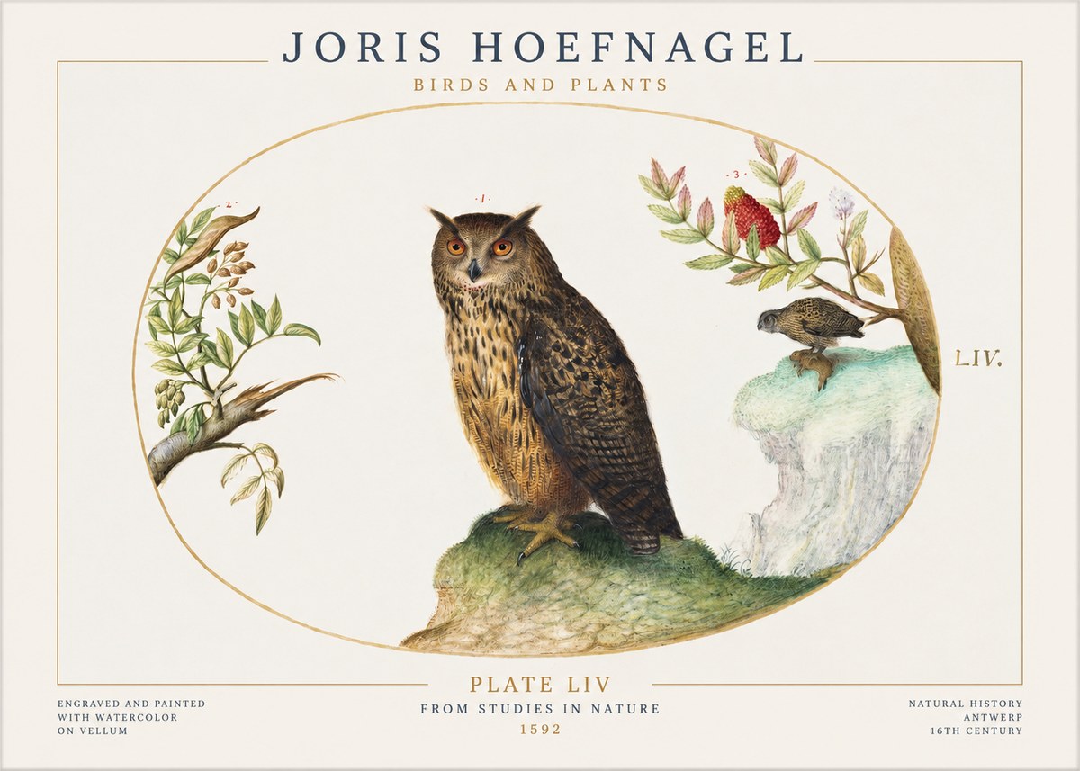 Joris Hoefnagel Bird Study Plate Liv No2 - Plakát