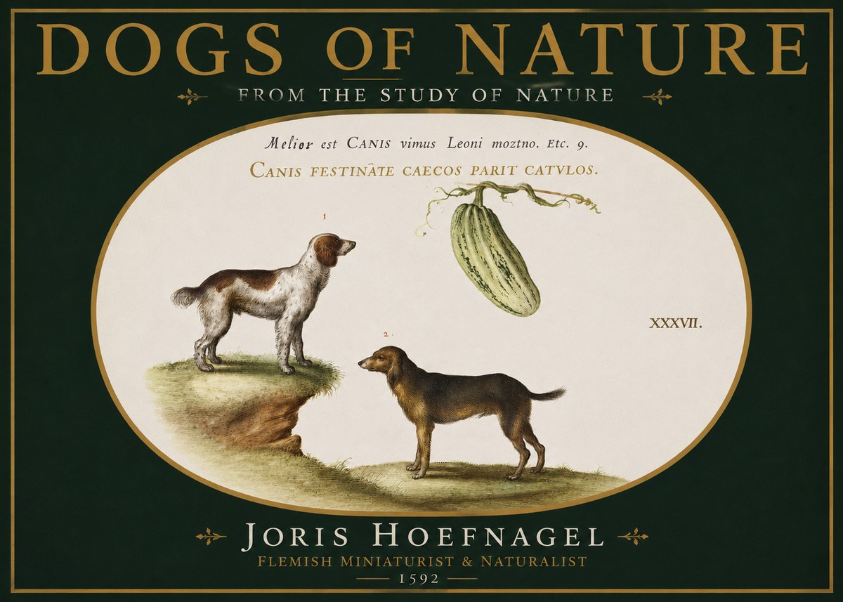 Joris Hoefnagel Canis Festinas Caecos Parit Catulos No4 - Plakát