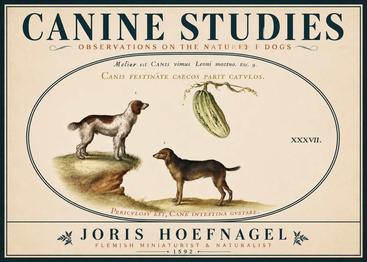 Joris Hoefnagel Canis Festinas Caecos Parit Catulos No6 - Plakát