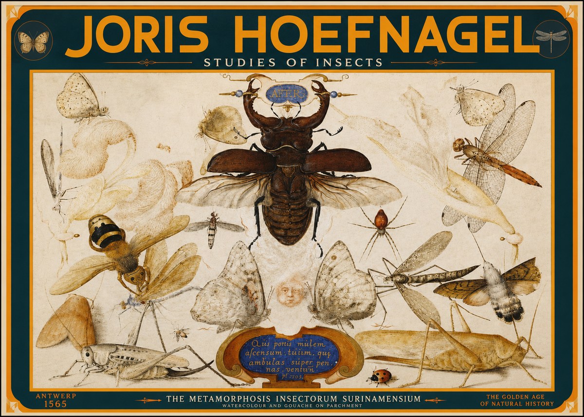Joris Hoefnagel Studies of Insects I No2 - Plakát