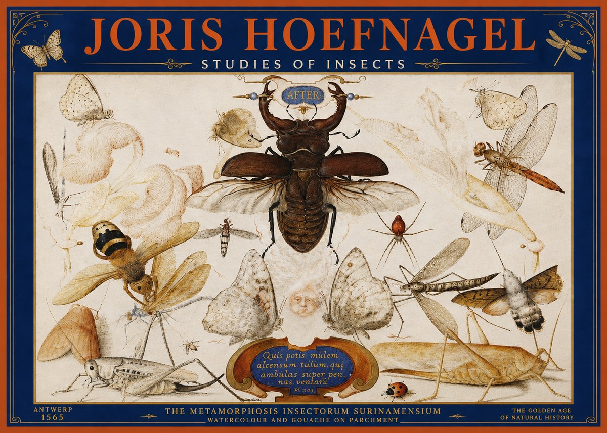 Joris Hoefnagel Studies of Insects I No4 - Plakát