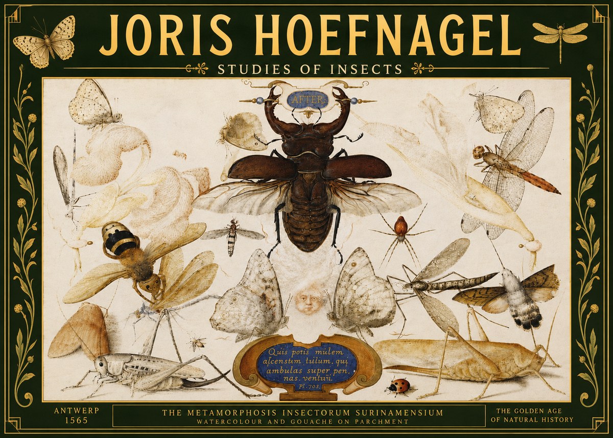 Joris Hoefnagel Studies of Insects I No5 - Plakát