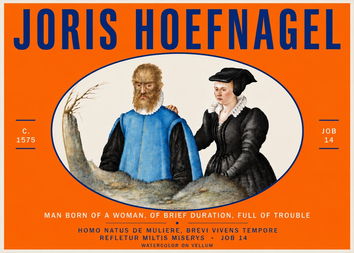 Joris Hoefnagel Homo Natus De Muliere, Brevi Vivens Tempore Refletur Miltis Miserys · Job 14 No4 - Plakát