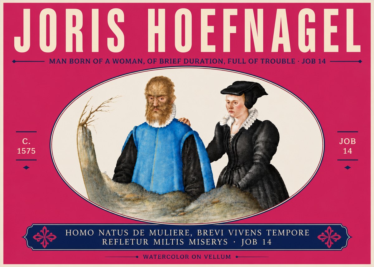 Joris Hoefnagel Homo Natus De Muliere, Brevi Vivens Tempore Refletur Miltis Miserys · Job 14 No6 - Plakát