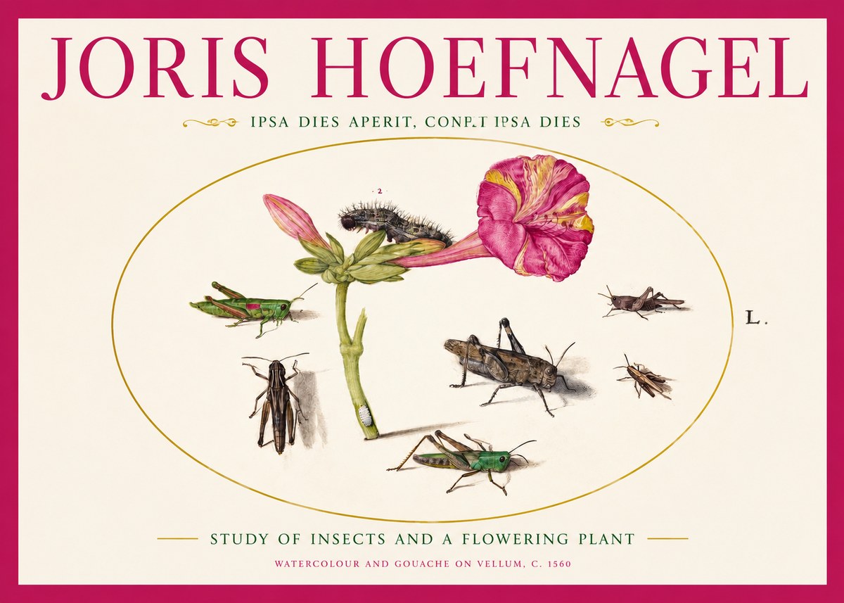 Joris Hoefnagel Study of Insects and a Flowering Plant No2 - Plakát