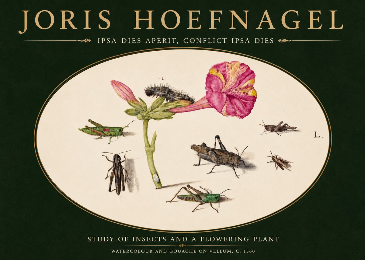 Joris Hoefnagel Study of Insects and a Flowering Plant No3 - Plakát