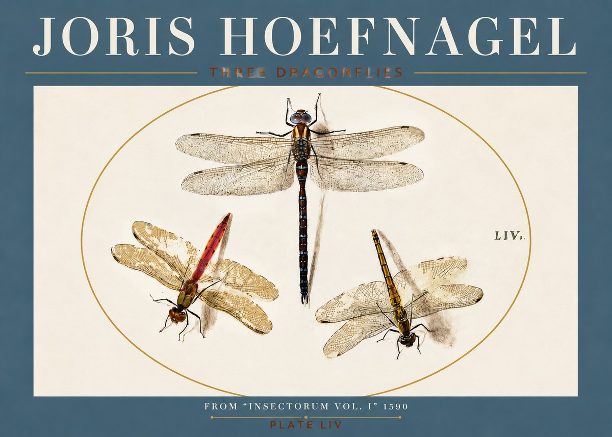 Joris Hoefnagel Three Dragonflies No4 - Plakát