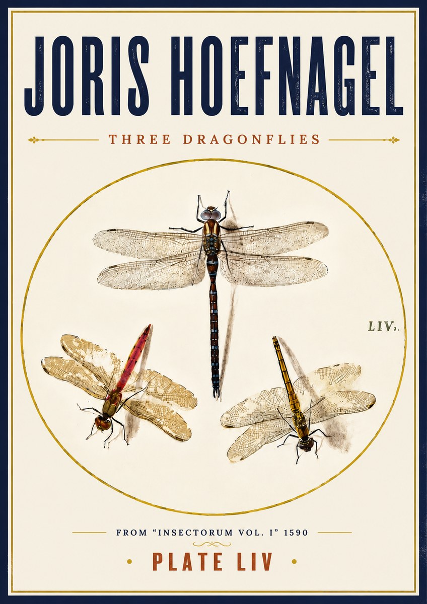 Joris Hoefnagel Three Dragonflies No6 - Plakát
