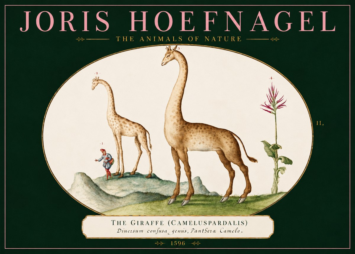 Joris Hoefnagel The Giraffe (Cameluspardalis) No2 - Plakát