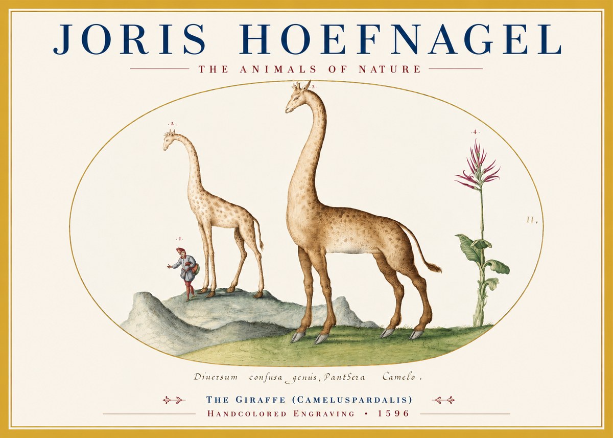 Joris Hoefnagel The Giraffe (Cameluspardalis) No3 - Plakát