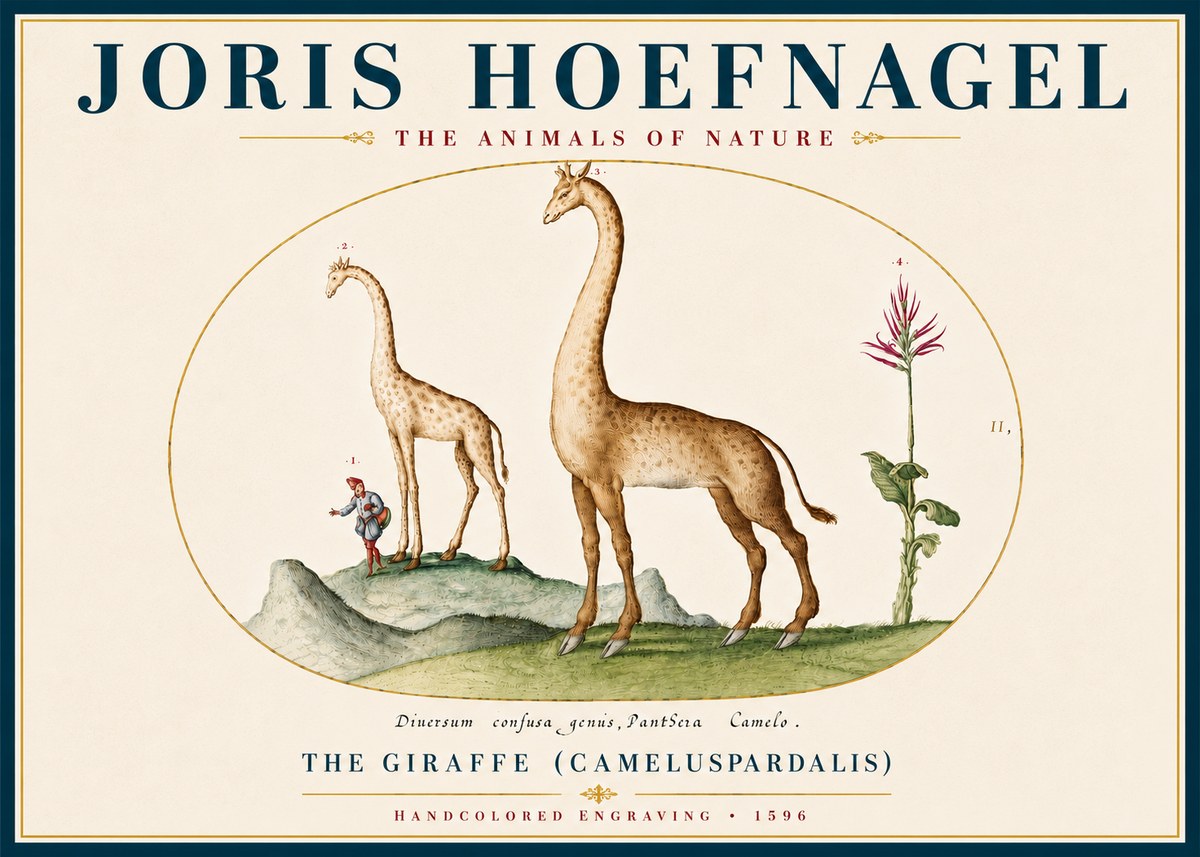 Joris Hoefnagel The Giraffe (Cameluspardalis) No5 - Plakát