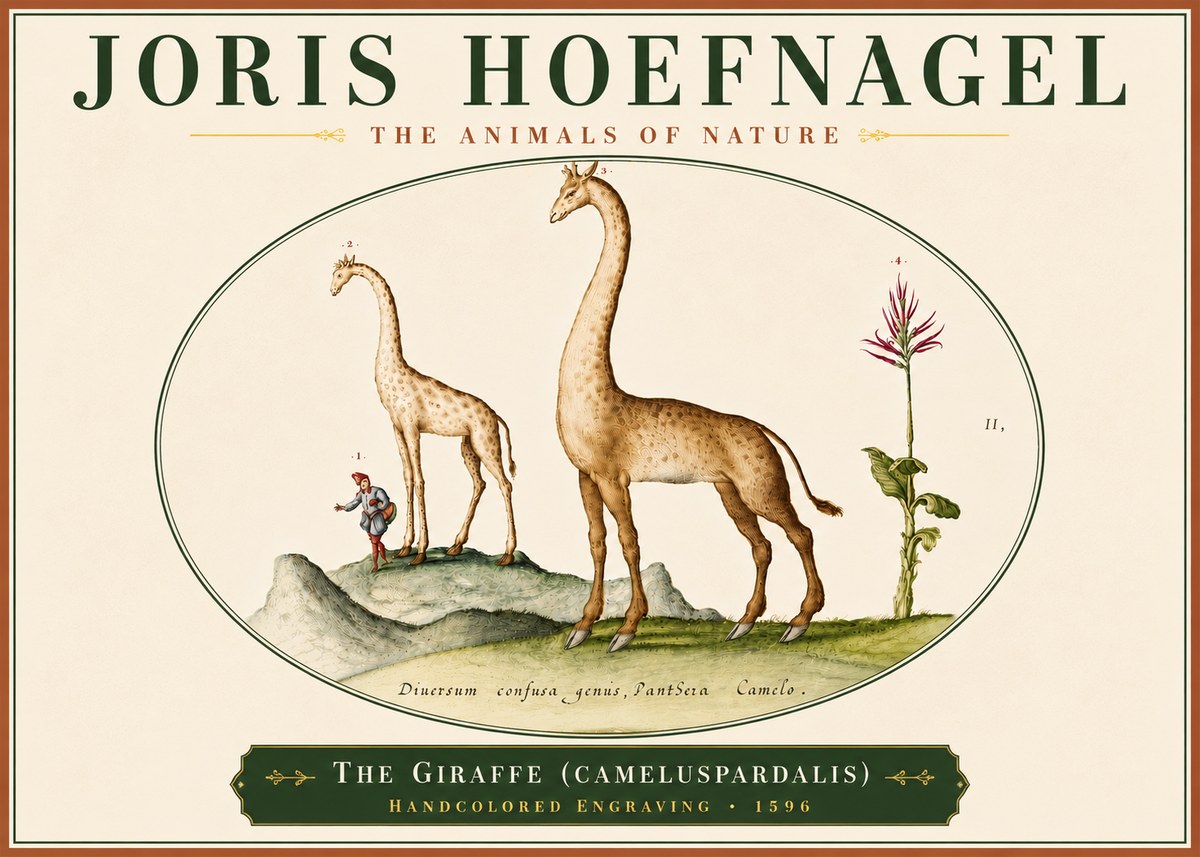 Joris Hoefnagel The Giraffe (Cameluspardalis) No6 - Plakát