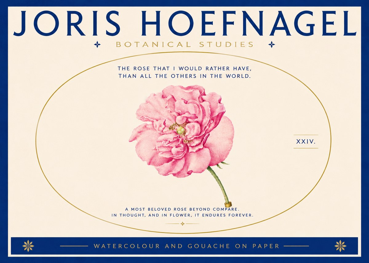Joris Hoefnagel A Pink Damask Rose No5 - Plakát