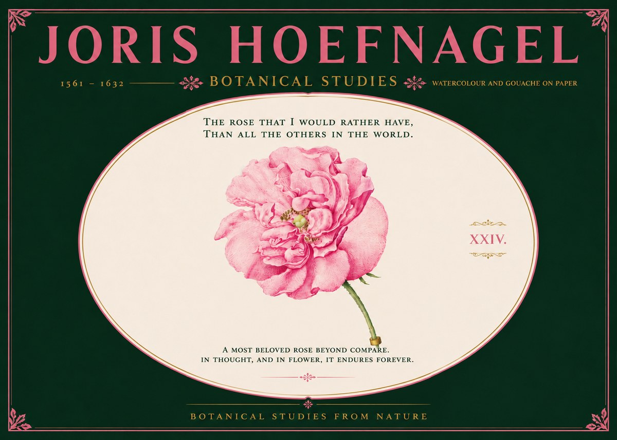 Joris Hoefnagel A Pink Damask Rose No6 - Plakát