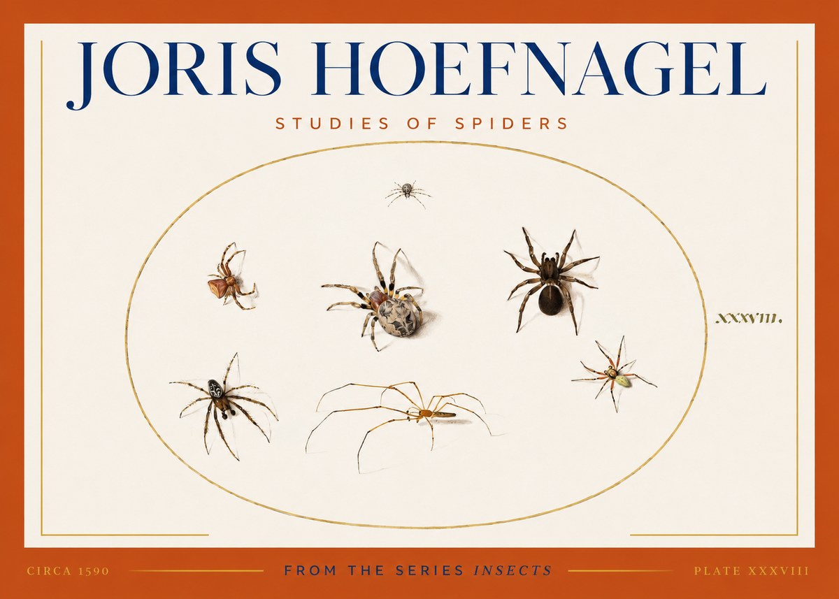 Joris Hoefnagel Studies of Spiders I No3 - Plakát