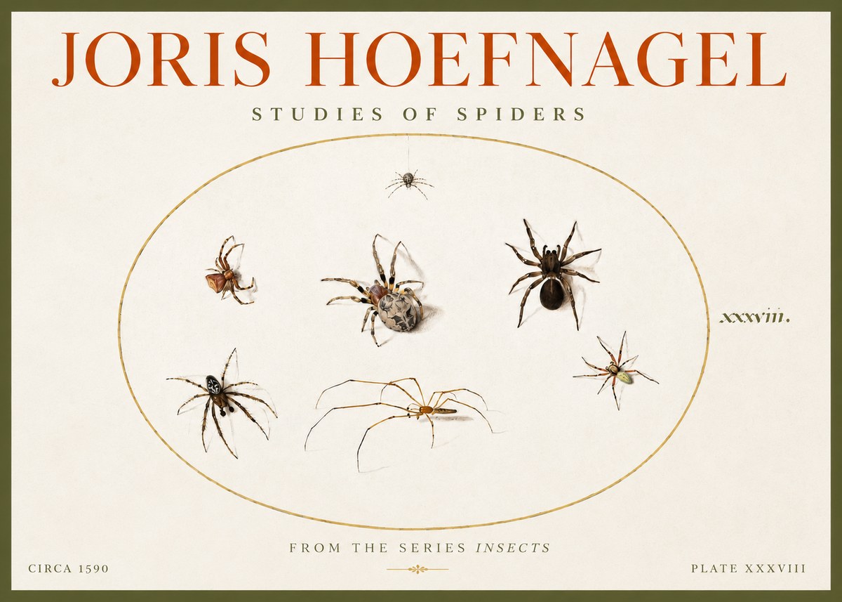 Joris Hoefnagel Studies of Spiders I No4 - Plakát