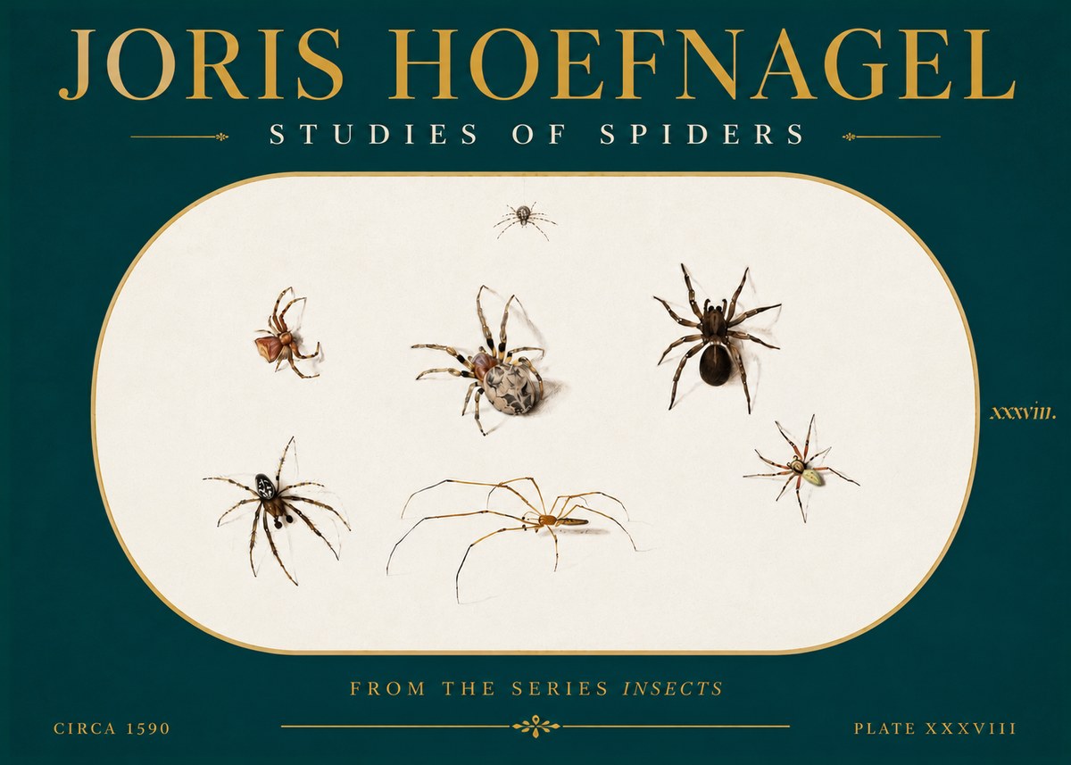Joris Hoefnagel Studies of Spiders I No5 - Plakát
