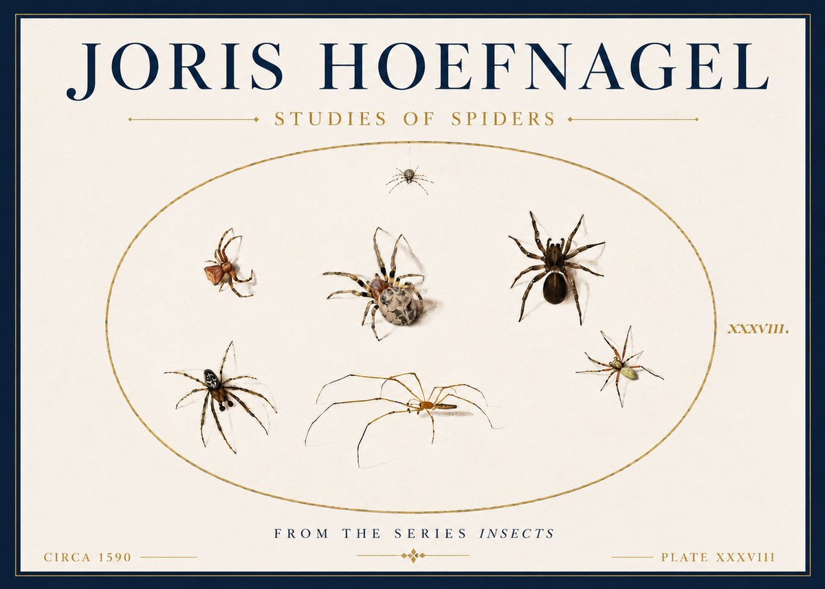 Joris Hoefnagel Studies of Spiders I No6 - Plakát