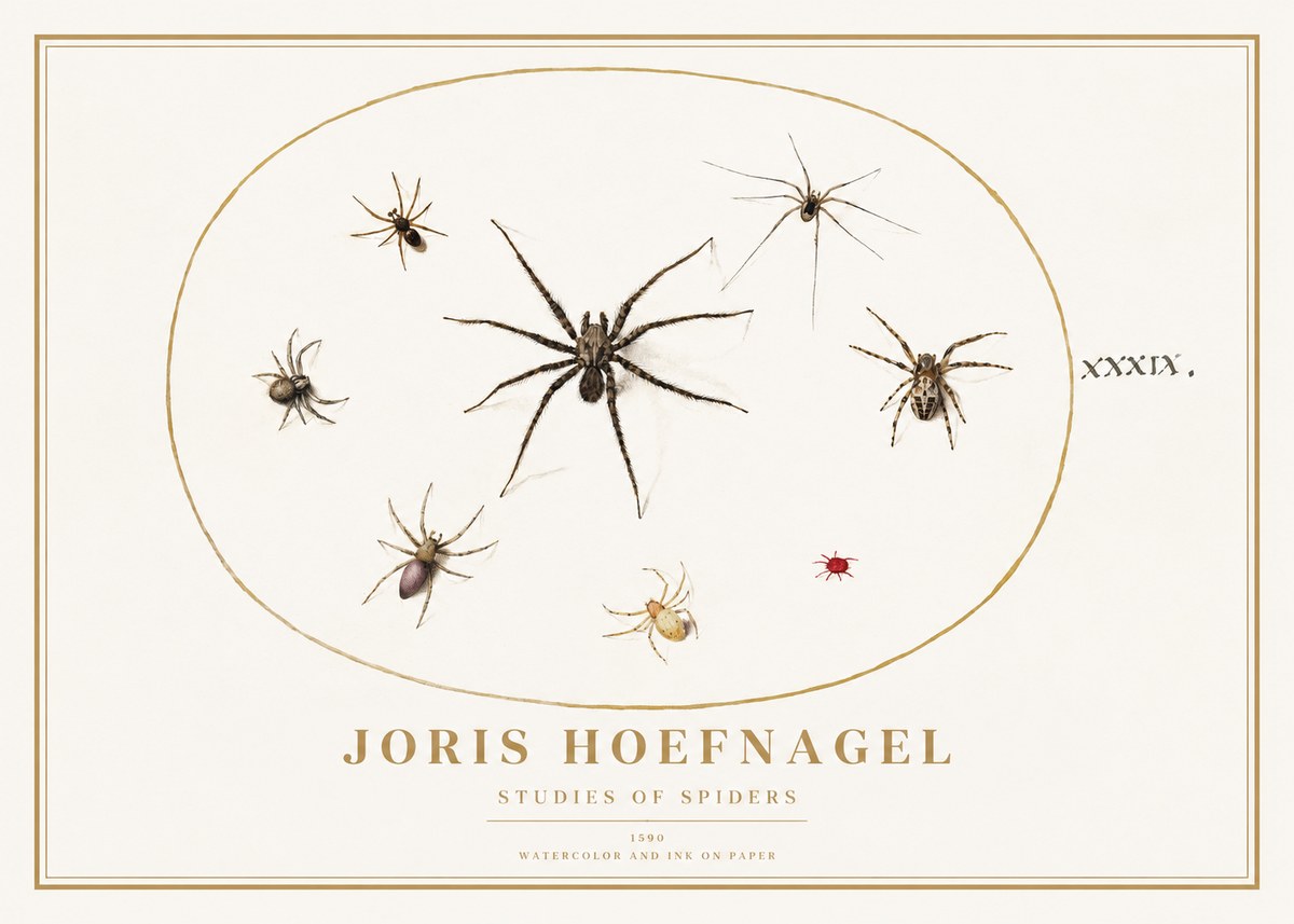 Joris Hoefnagel Studies of Spiders II No1 - Plakát