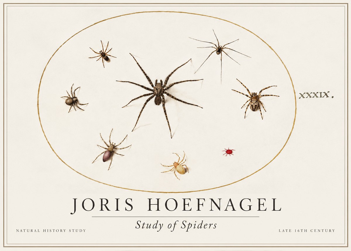 Joris Hoefnagel Studies of Spiders II No2 - Plakát