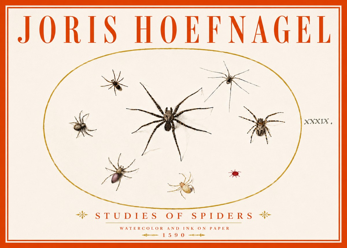 Joris Hoefnagel Studies of Spiders II No6 - Plakát