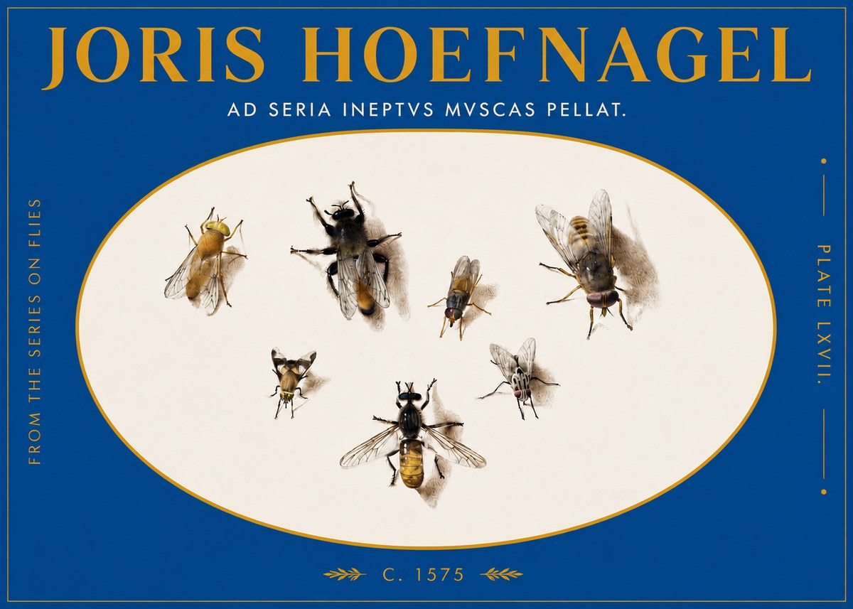 Joris Hoefnagel From the Series on Flies - Plate Lxvii. No3 - Plakát
