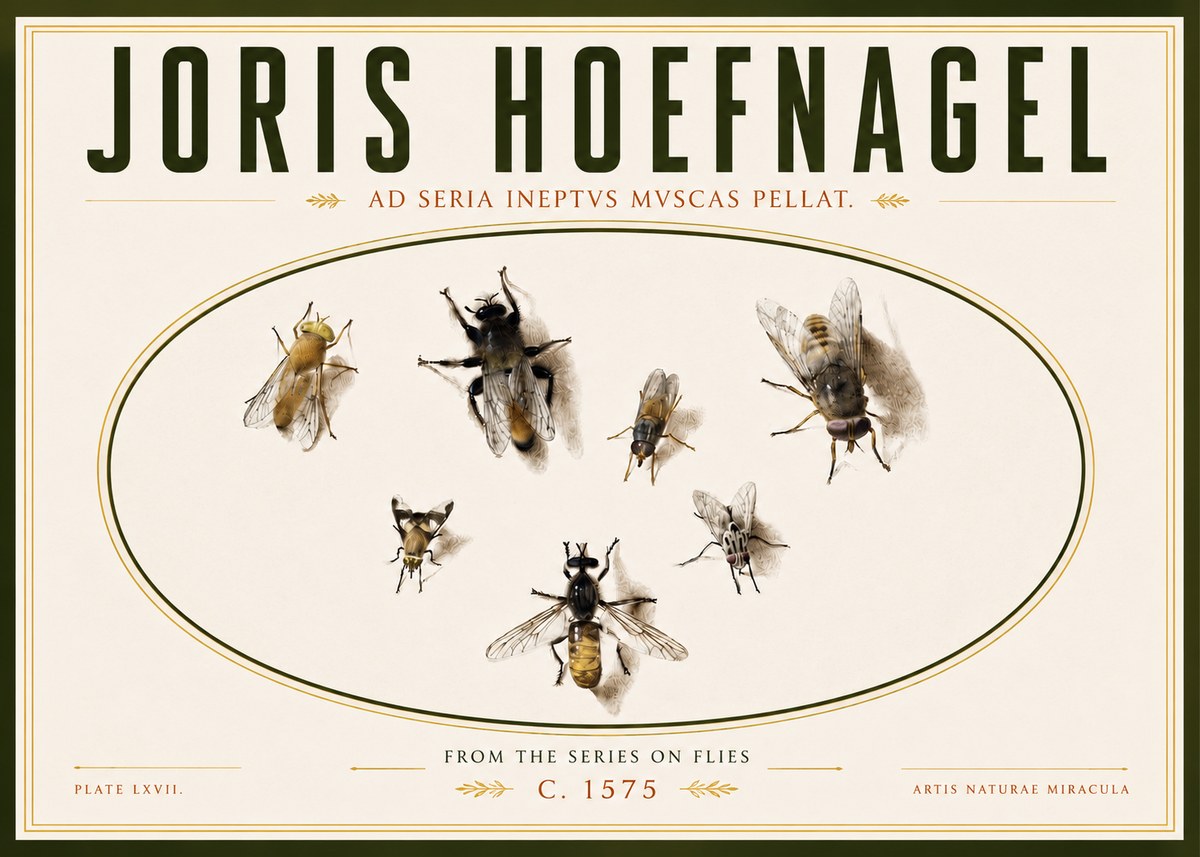 Joris Hoefnagel From the Series on Flies - Plate Lxvii. No4 - Plakát