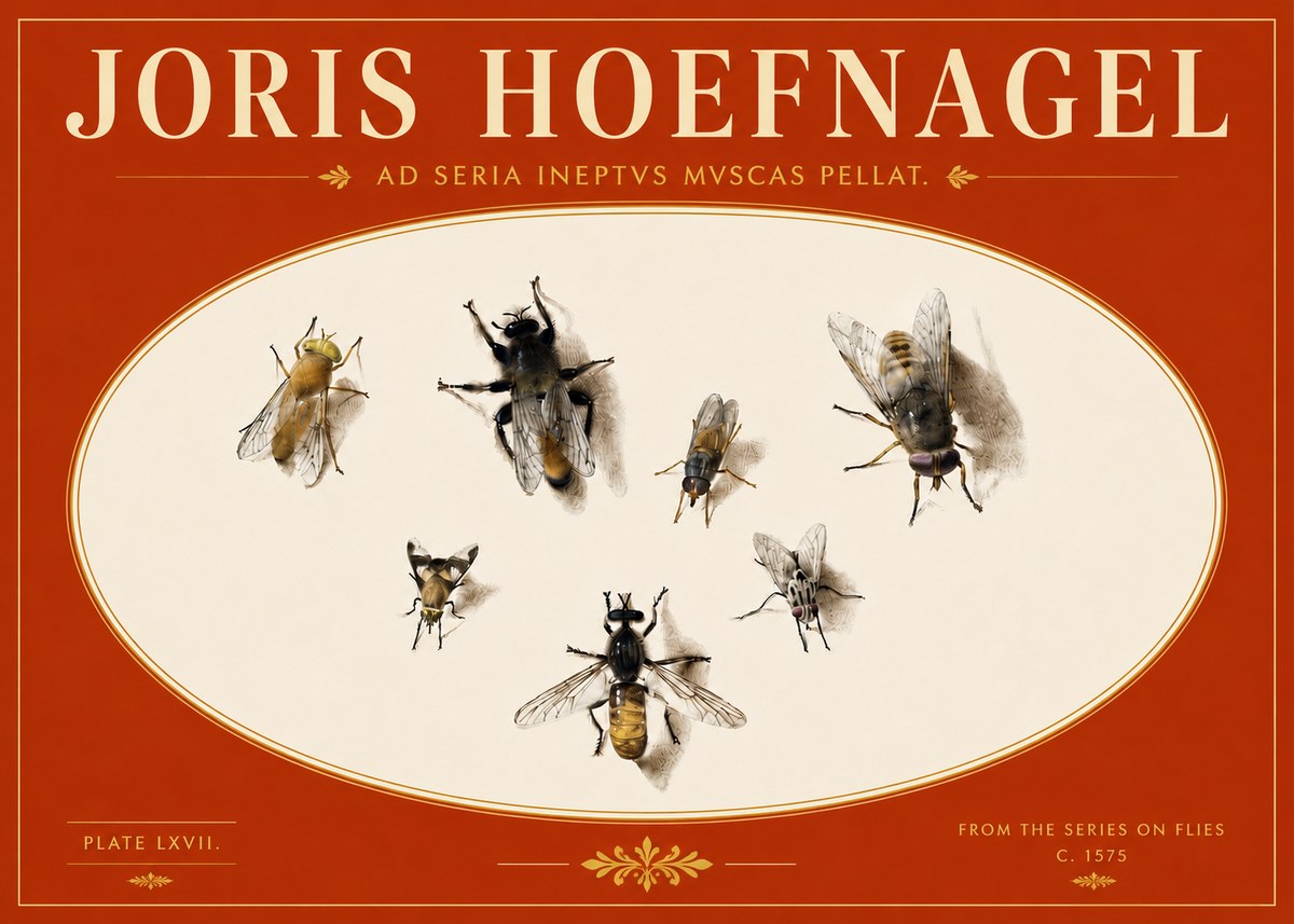 Joris Hoefnagel From the Series on Flies - Plate Lxvii. No5 - Plakát