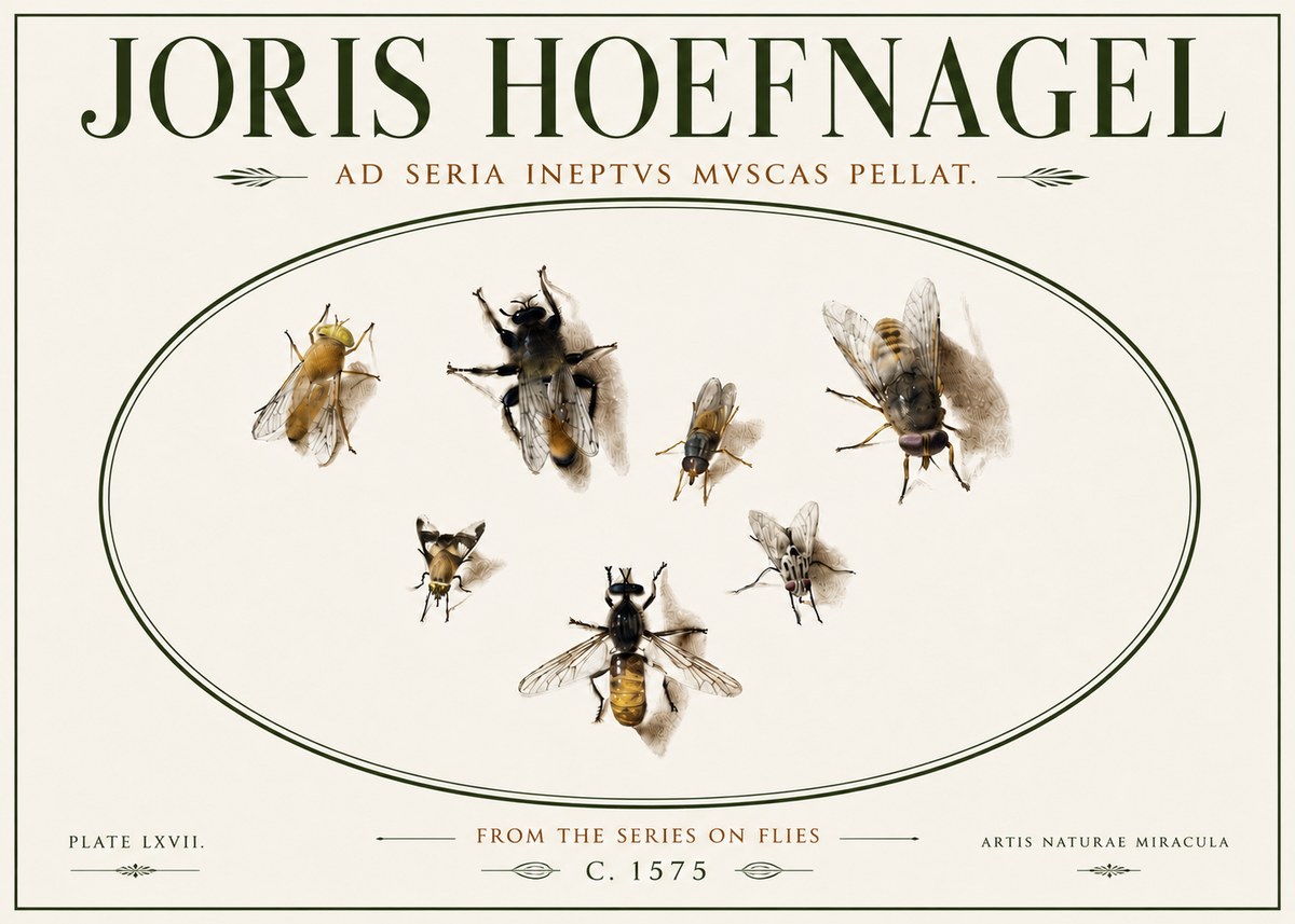 Joris Hoefnagel From the Series on Flies - Plate Lxvii. No6 - Plakát
