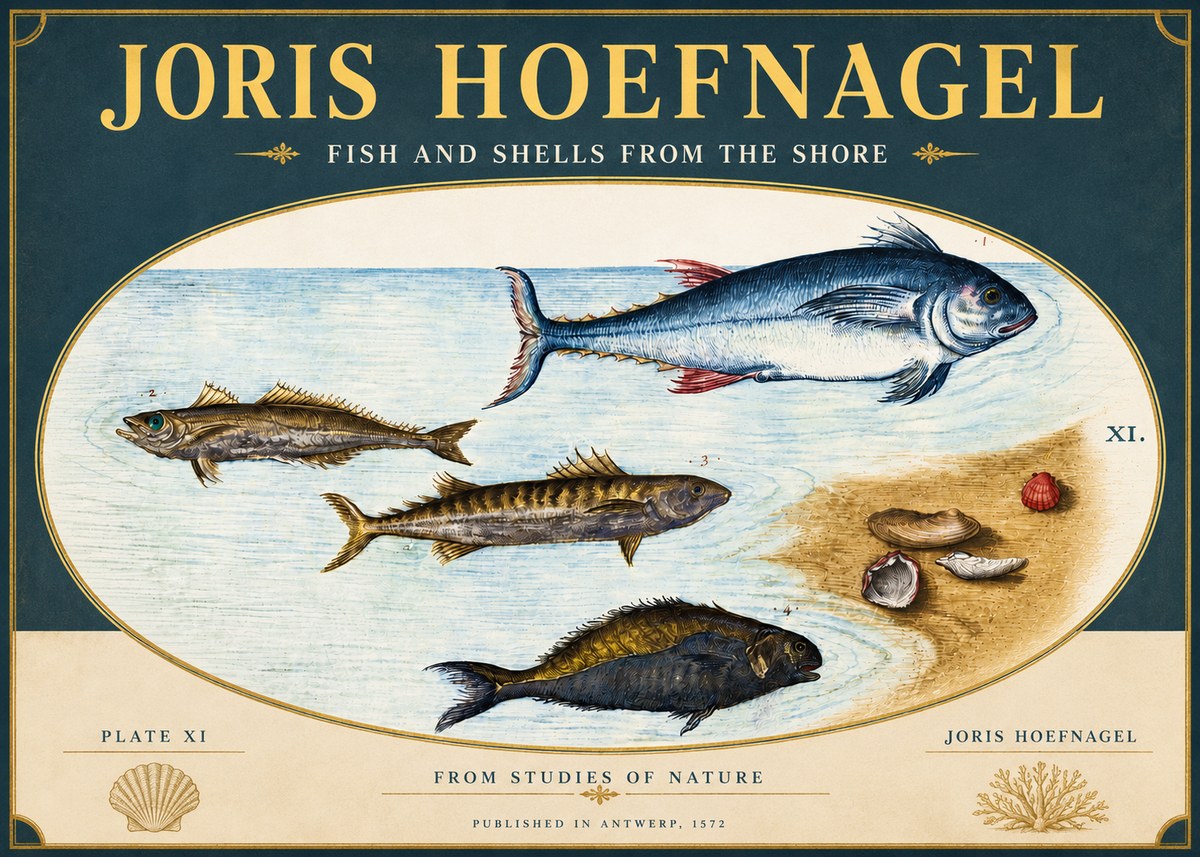 Joris Hoefnagel Fish and Shells from the Shore No4 - Plakát