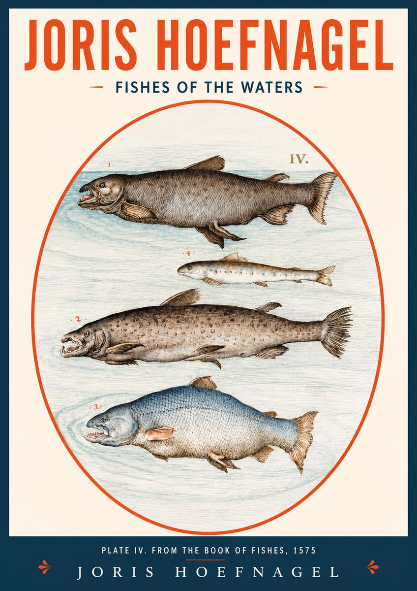 Joris Hoefnagel Fishes of the Waters I No2 - Plakát