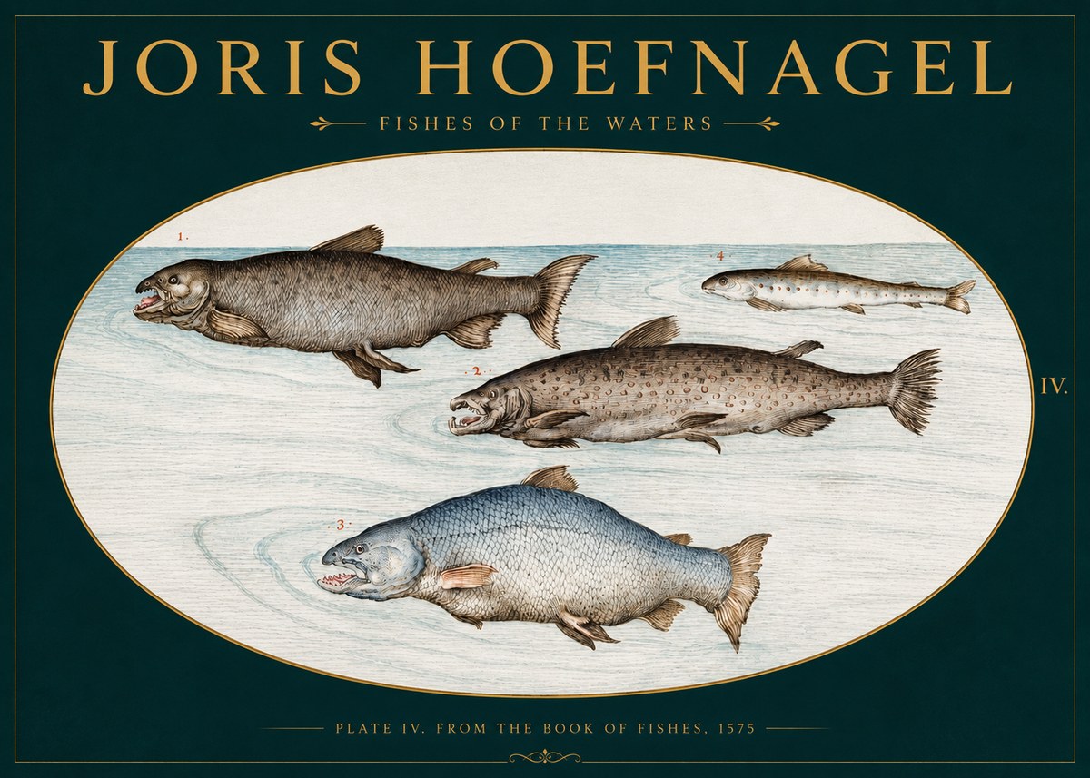 Joris Hoefnagel Fishes of the Waters I No3 - Plakát