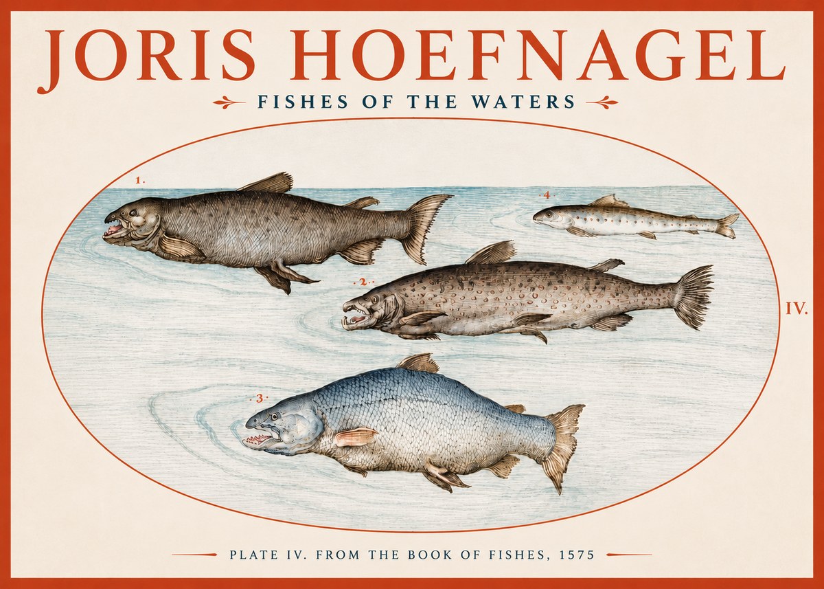 Joris Hoefnagel Fishes of the Waters I No4 - Plakát